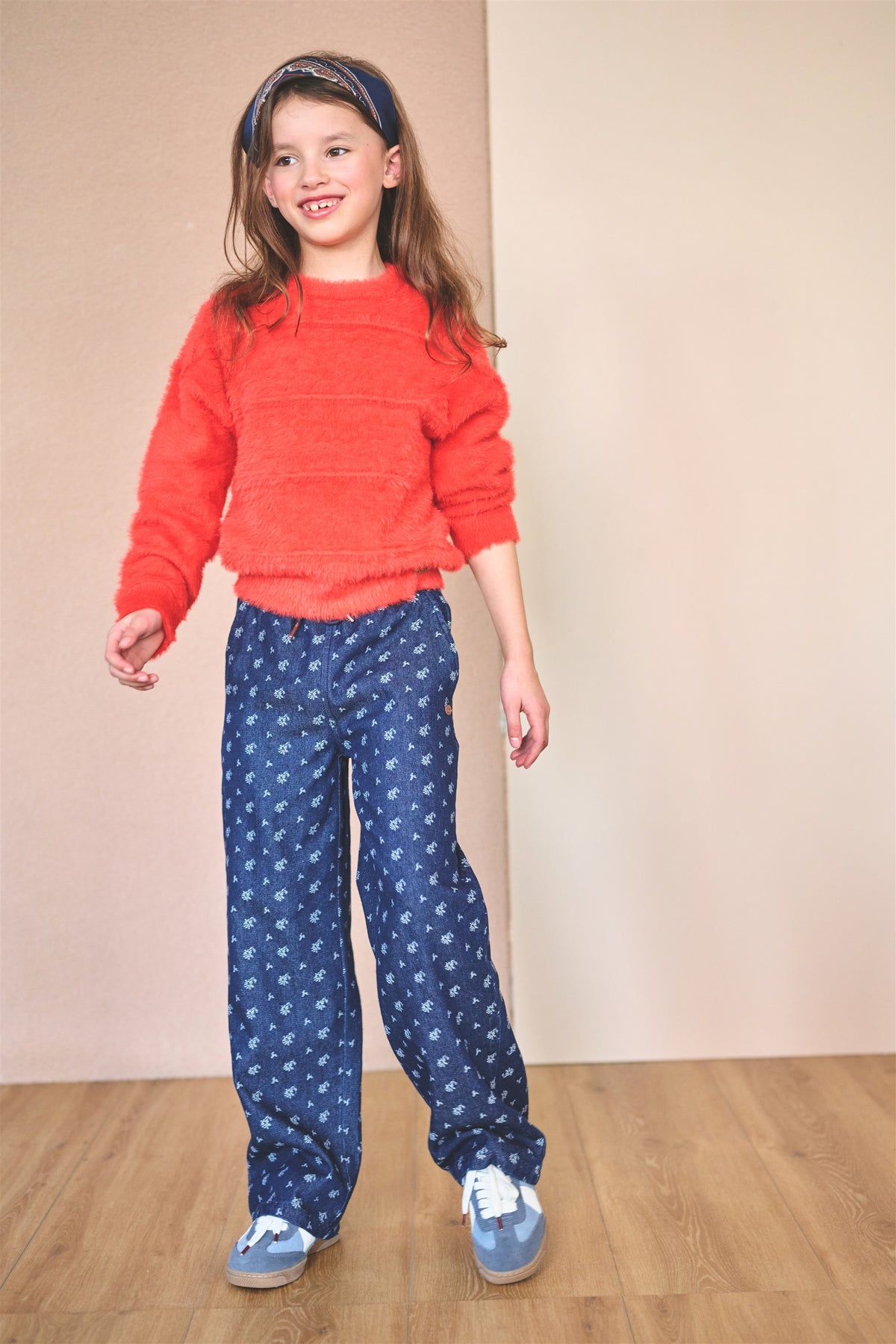 Sue Flower Jacquard Wide Leg Denim