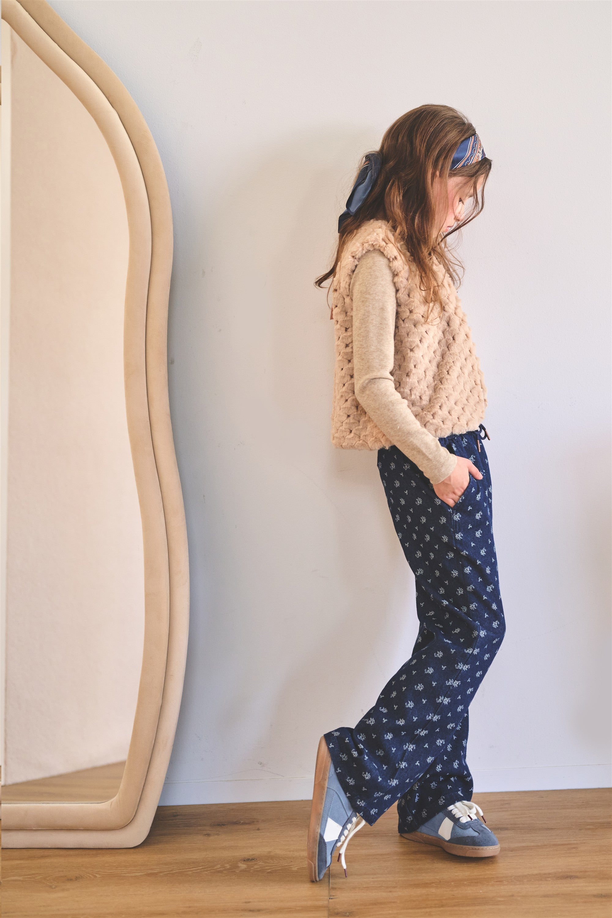 Sue Flower Jacquard Wide Leg Denim
