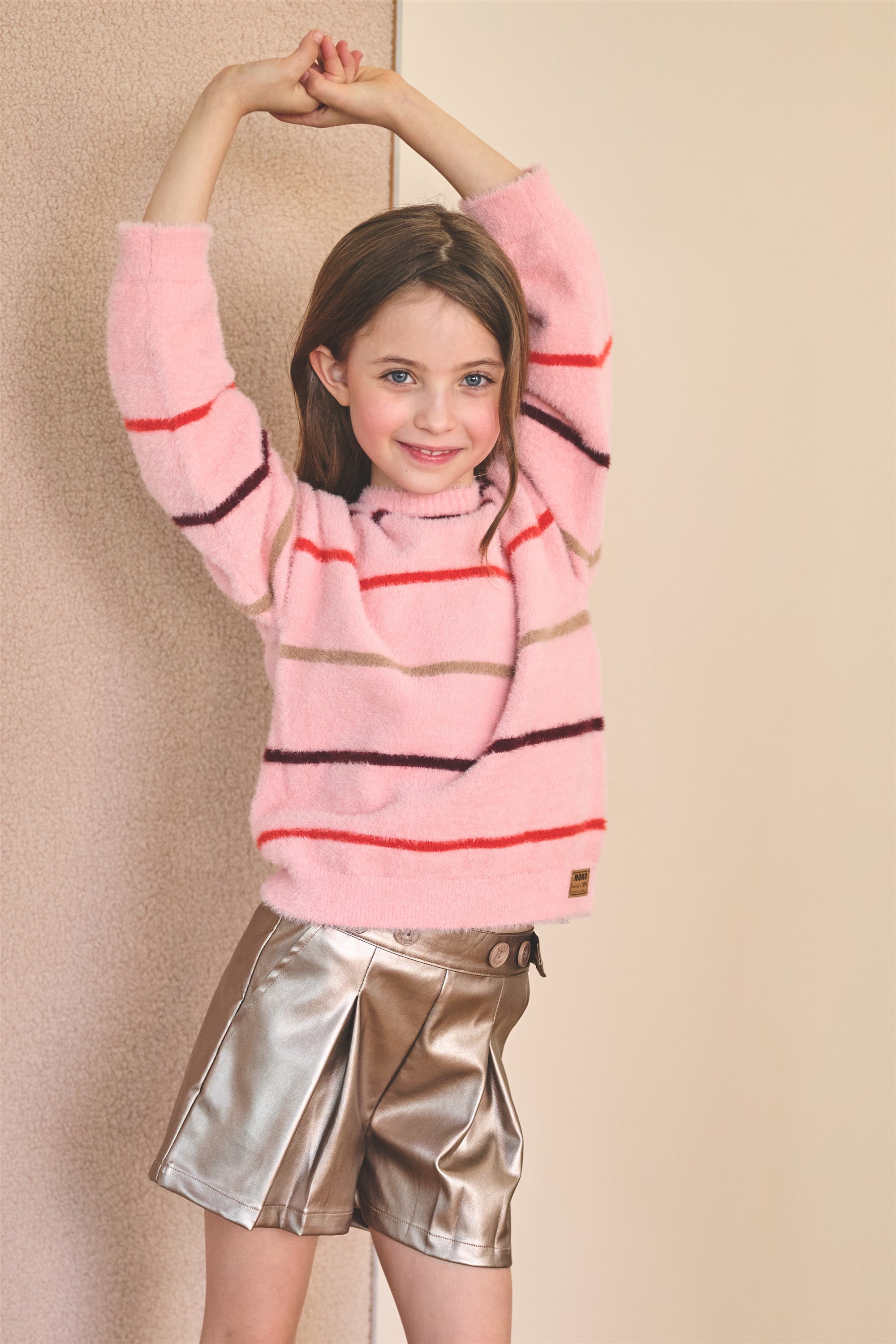 Sulias Shiny Fake Leather Short with Pleats