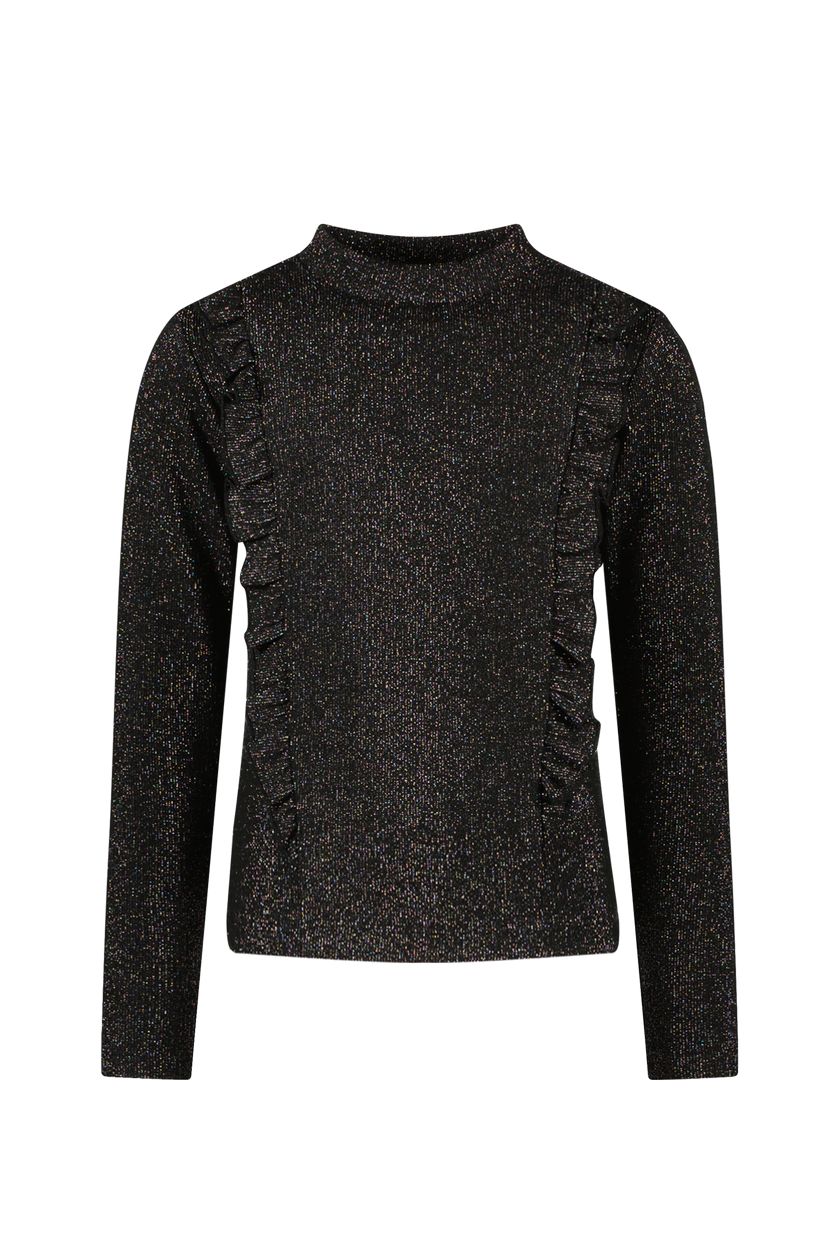 B.Nosy top met subtiele glitter,  longsleeve, meisjes kleding, zwart