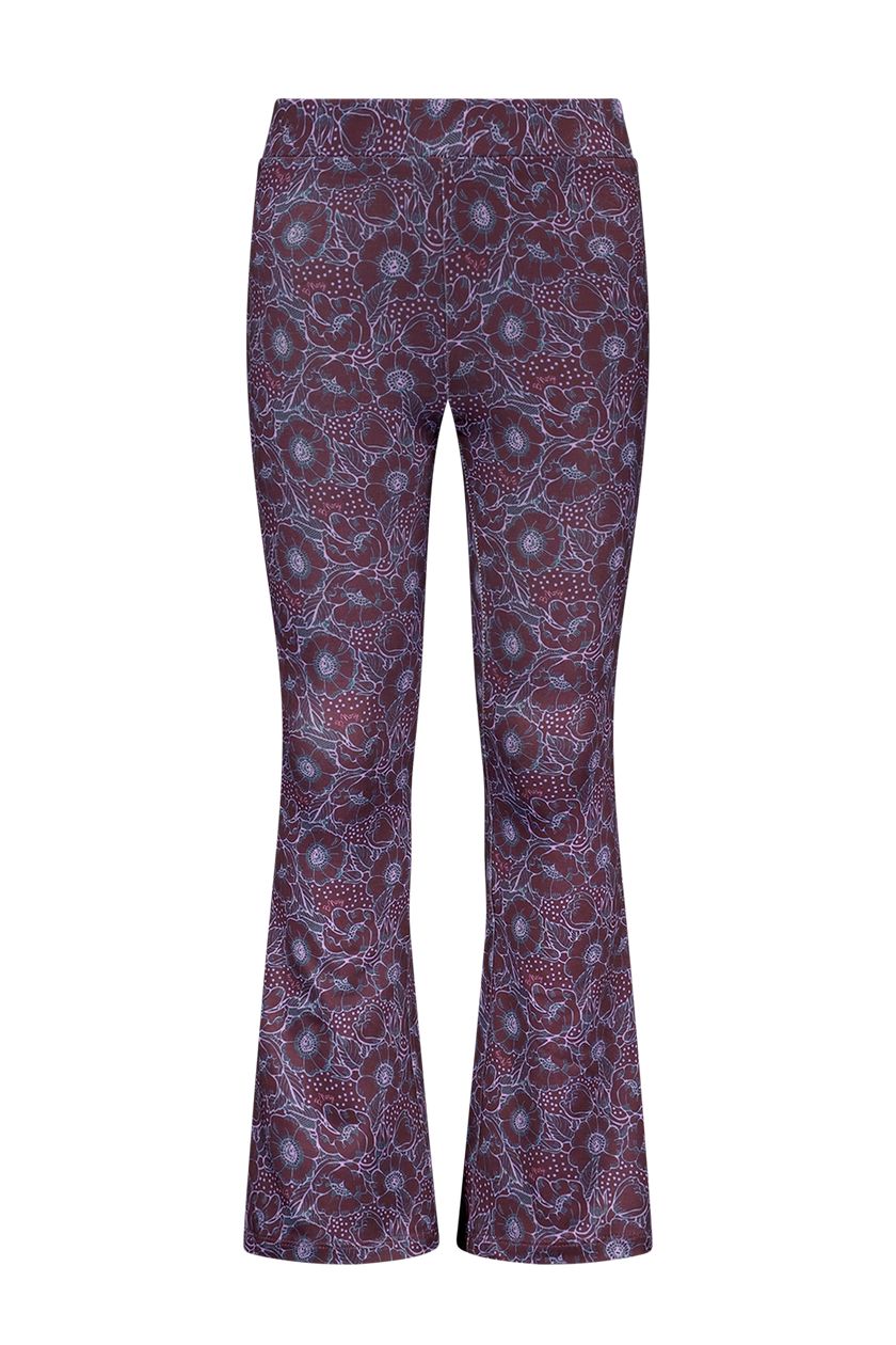 Flared pants B.Nosy, gerecyclede polyester jersey, lange broek, bloemenprint, meisjes kleding