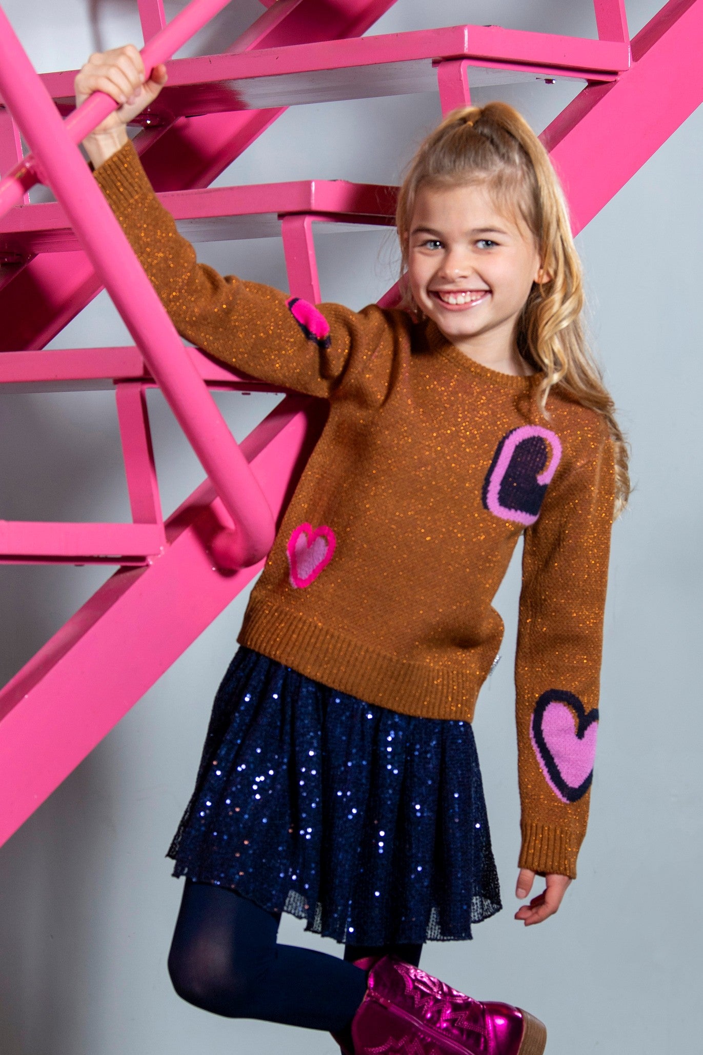 Khloe B.Nosy girls knitted jacquard sweater