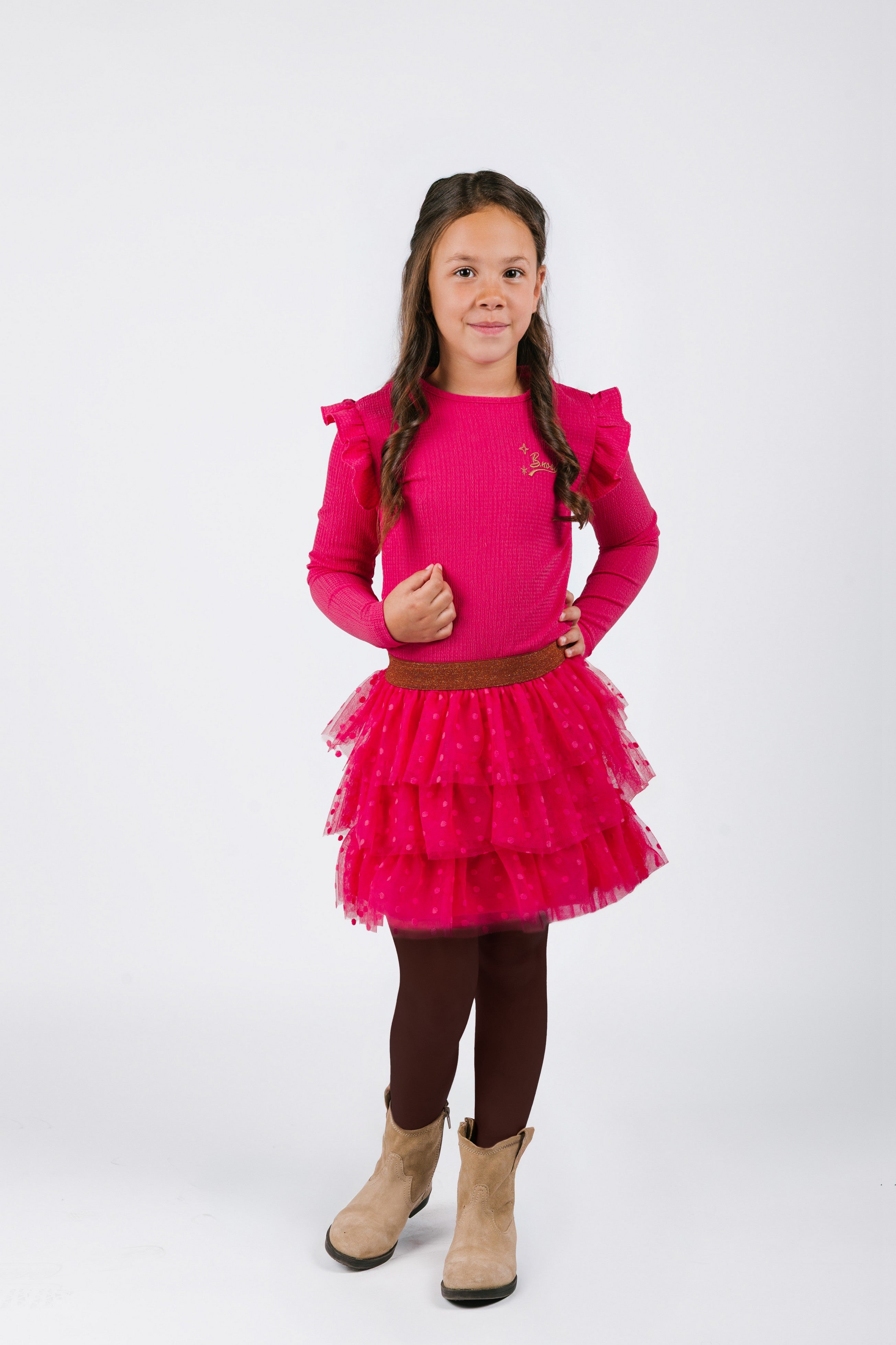 Dora B.Nosy girls dress with multi layer mesh skirt