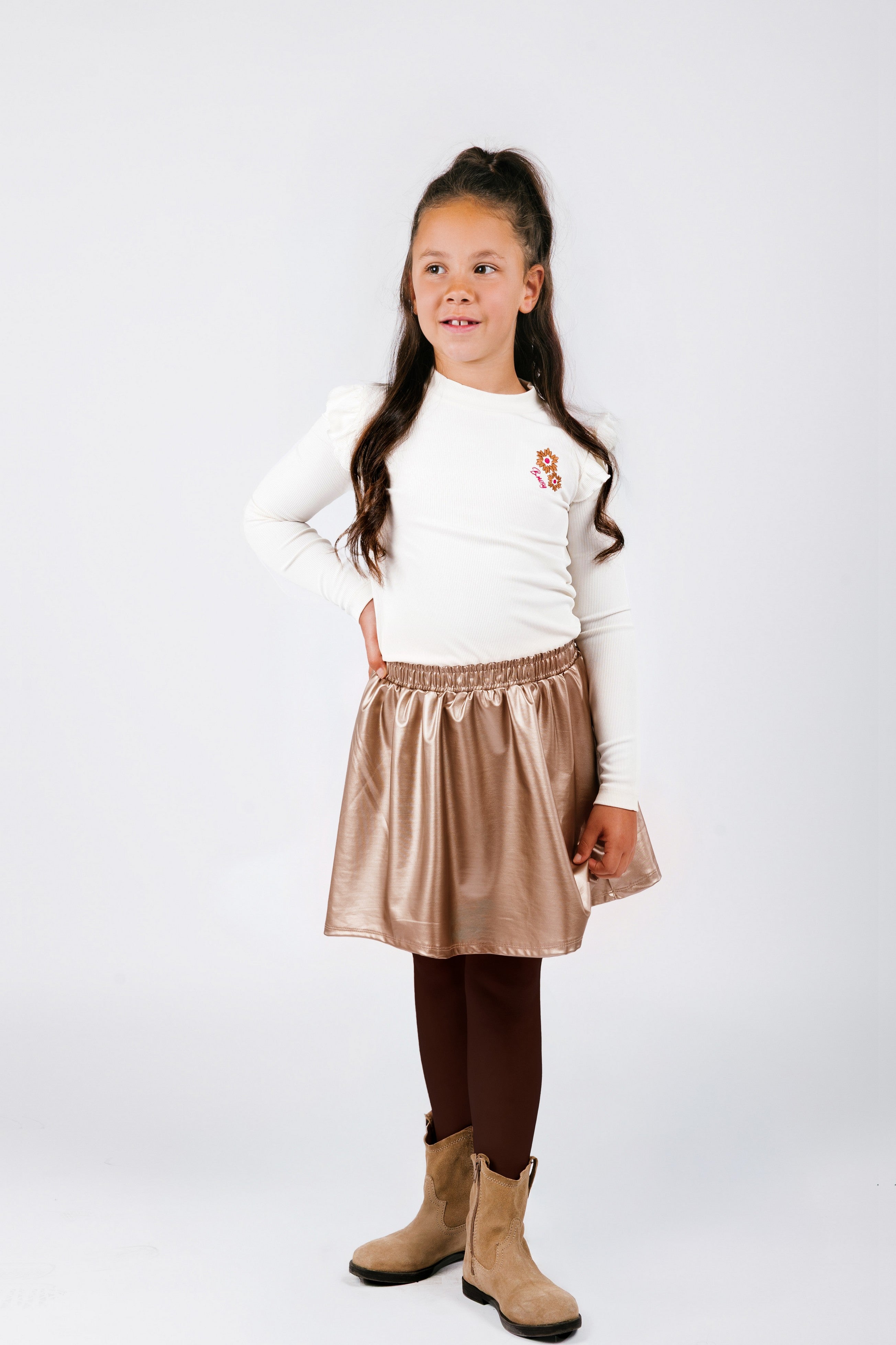 Donia B.Nosy girls dress with metallic skirt