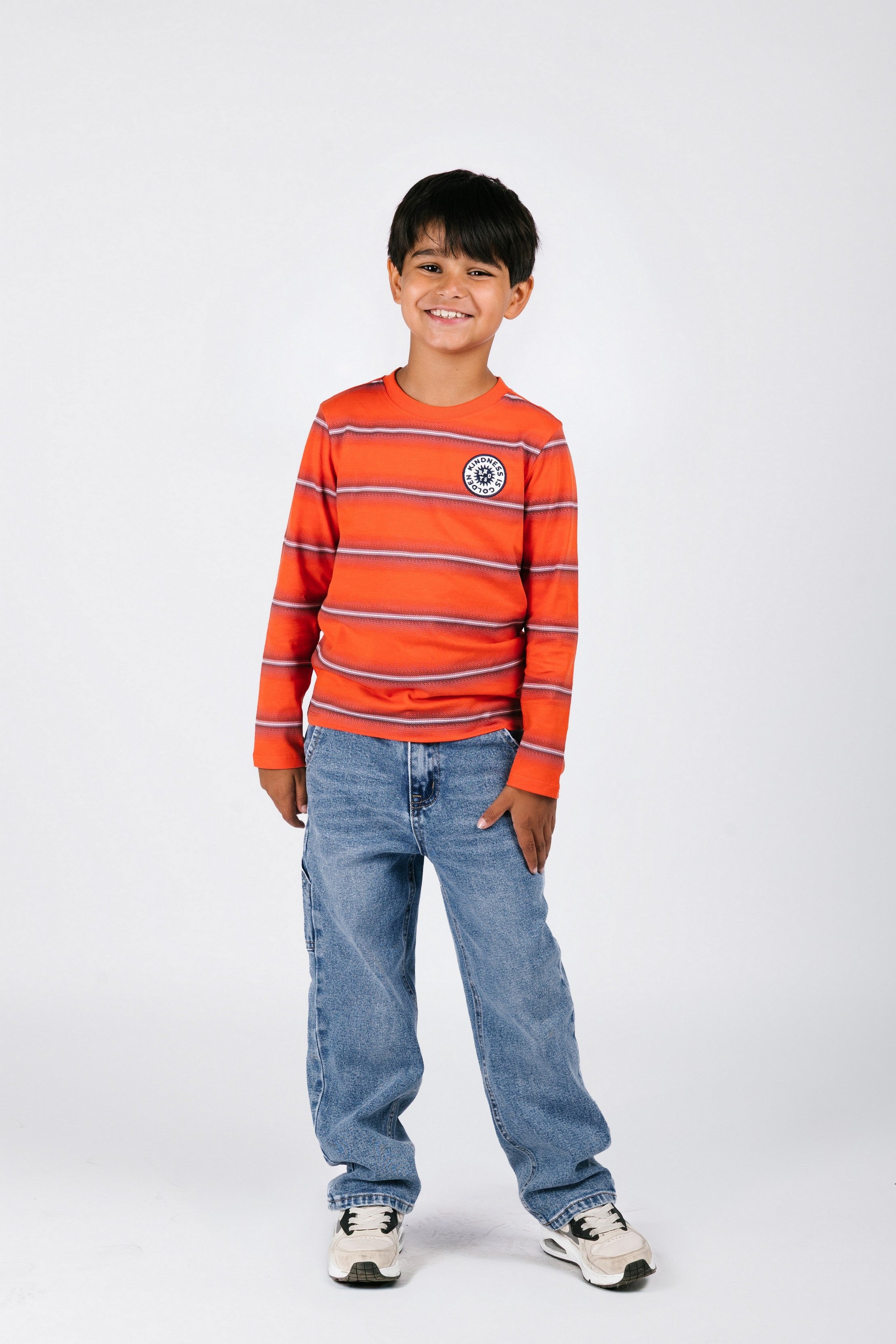 Tobias B.Nosy boys striped long sleeve rood
