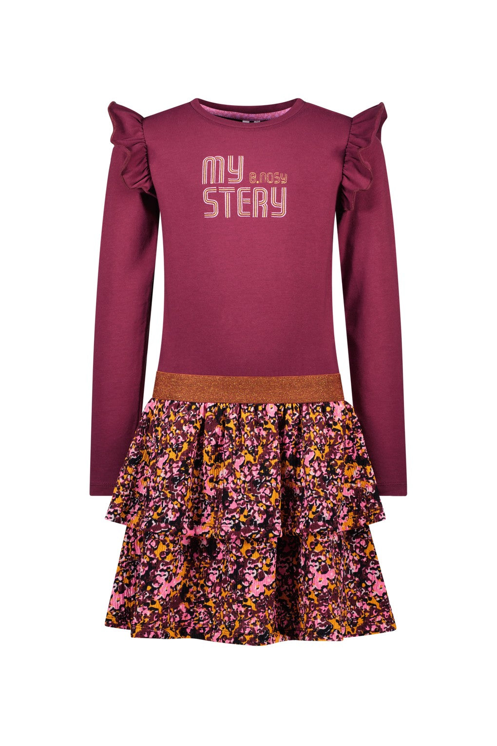Daphne B.Nosy girls dress with 2-layer printed skirt