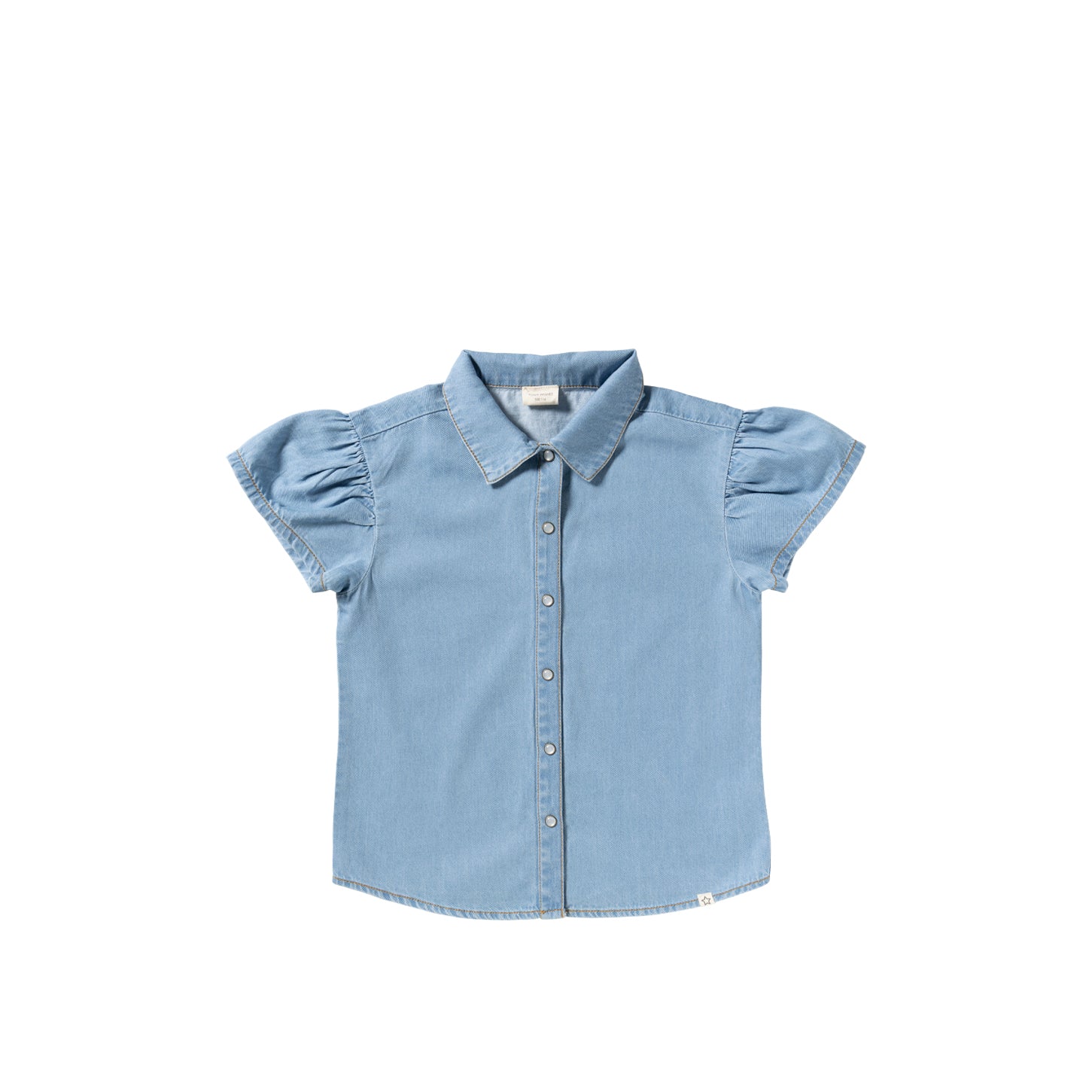 Denim Ruffle Blouse