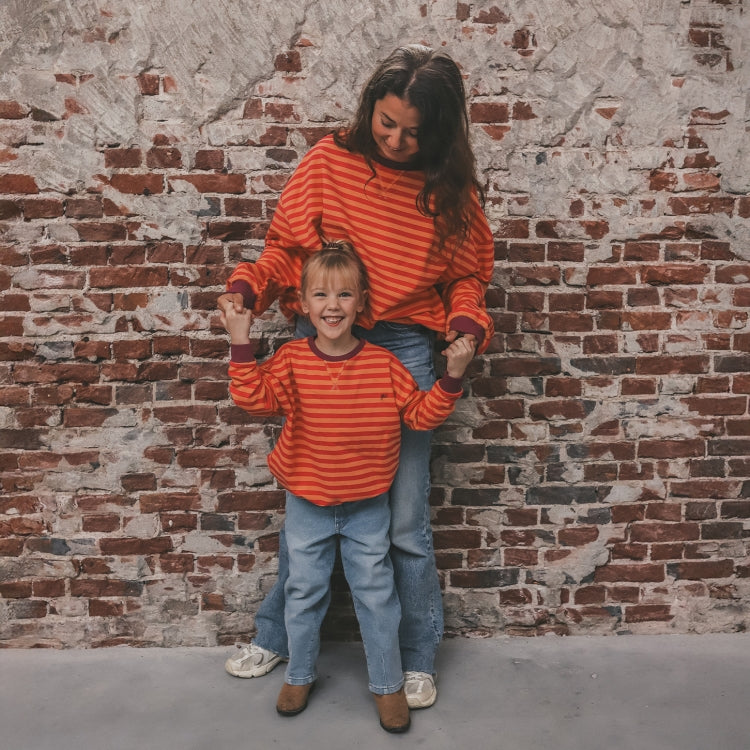 Stripe French Knit Sweater Mom